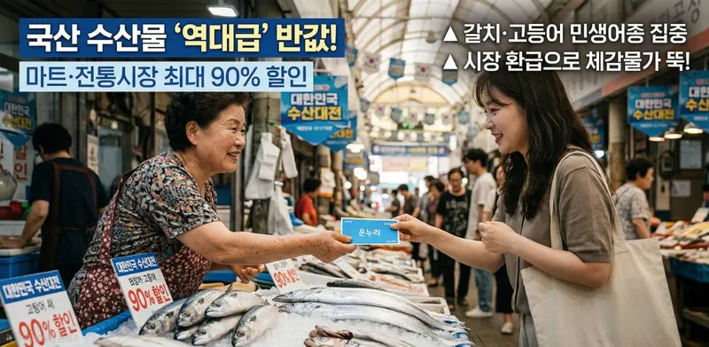 식탁 위 반찬 걱정 덜어주는 수산물 할인 대잔치, 최대 90% 혜택 누리는 법